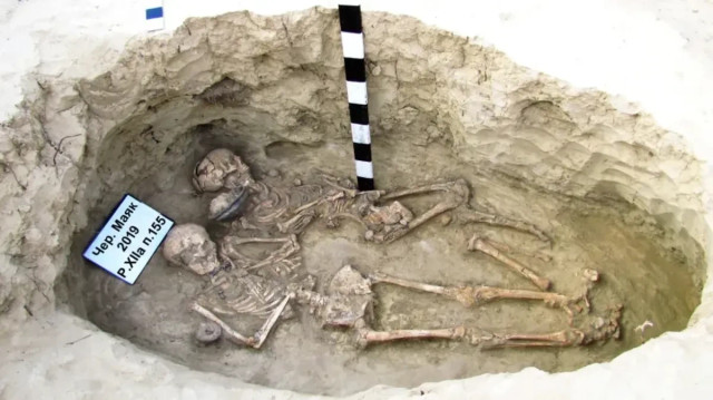 Sinabar ditemukan di makam dua wanita Scythia di pemakaman Chervony Mayak. Foto: B. Polit/Late Scythian Archaeological Expedition, Institute of Archaeology, National Academy of Sciences of Ukraine