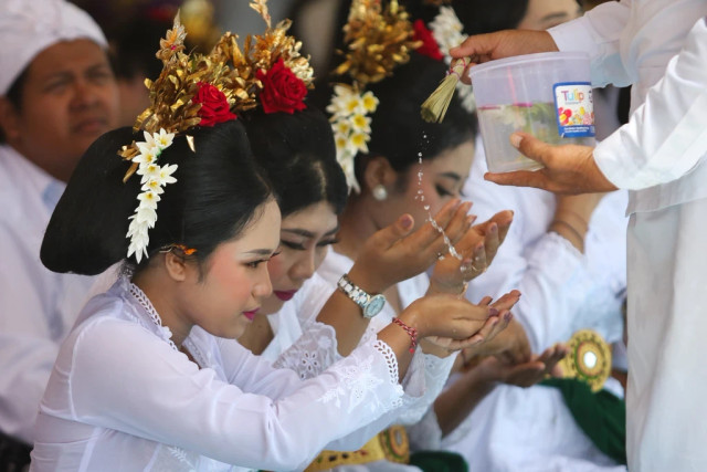 Ilustrasi ucapan Hari Raya Nyepi 2026 bahasa Bali. Foto: Didik Suhartono/ANTARA FOTO