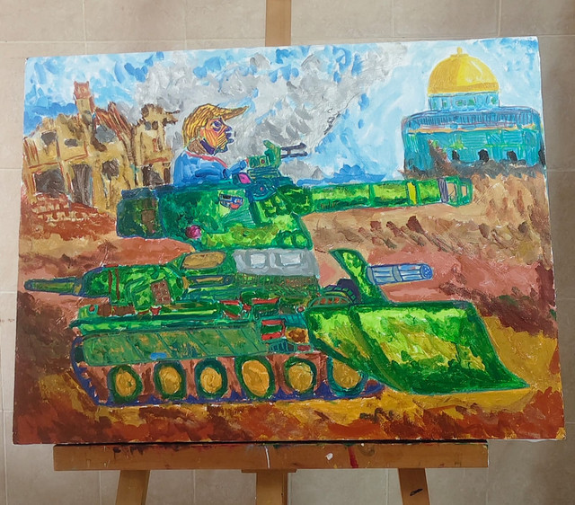 Lukisan Irsad Ade Irawan, "Board of Peace (Criminal)", 2026, akrilik di atas canvas, 60x80