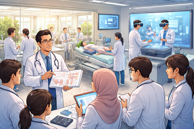 Rumah sakit tetap menjadi elemen kunci pendidikan dokter spesialis. Namun, sistemnya harus terus diperbaiki. (Gambar: ChatGPT Image)