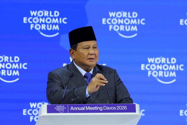 Presiden Prabowo Subianto berbicara selama World Economic Forum (WEF) di Davos, Swiss, Kamis (22/2026). Foto: Denis Balibouse/REUTERSADVERTISEMENT