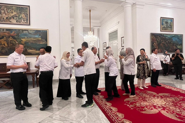 Suasana halal bihalal Gubernur DKI Jakarta Pramono Anung dan Wakil Gubernur DKI Jakarta Rano Karno bersama ASN Pemprov DKI Jakarta di Balai Kota, Jakarta Pusat, Rabu (25/3/2026). Foto: Nasywa Athifah/kumparan