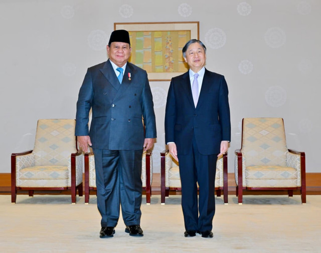 Presiden Republik Indonesia Prabowo Subianto melakukan kunjungan kehormatan kepada Kaisar Jepang Naruhito di Istana Kekaisaran Jepang, Tokyo pada Senin (30/3/2026). Foto: Dok. Biro Pers, Media, dan Informasi Sekretariat Presiden