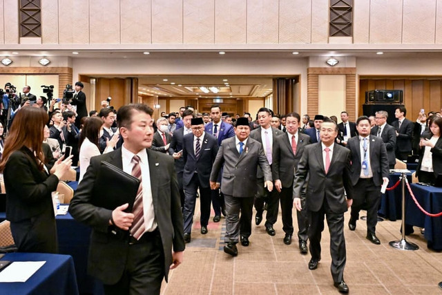 Presiden Prabowo Subianto menghadiri Forum Bisnis Indonesia-Jepang di Jepang, Senin (30/3/2026). Foto: Laily Rachev/Biro Pers Sekretariat Presiden