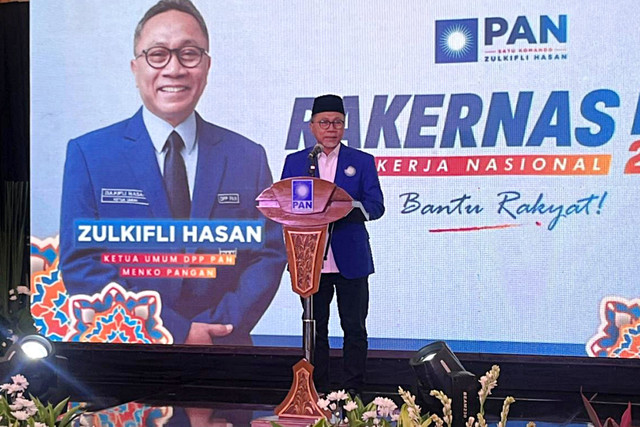 Ketua Umum PAN Zulkifli Hasan saat membuka Rakernas 2026 di DPP PAN, Pancoran, Jakarta Selatan, Selasa (31/3/2026). Foto: Nasywa Athifah/kumparan