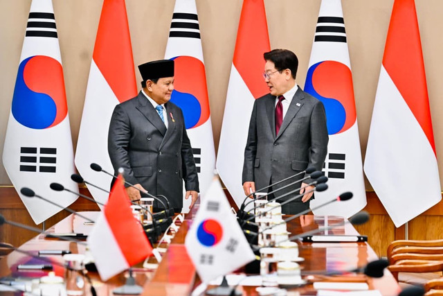 Presiden Prabowo Subianto melalukan pertemuan dengan Presiden Korea Selatan Lee Jae-myung di Istana Kepresidenan Blue House, Korea Selatan, Rabu (1/4/2026). Foto: Laily Rachev/Biro Pers Sekretariat Presiden