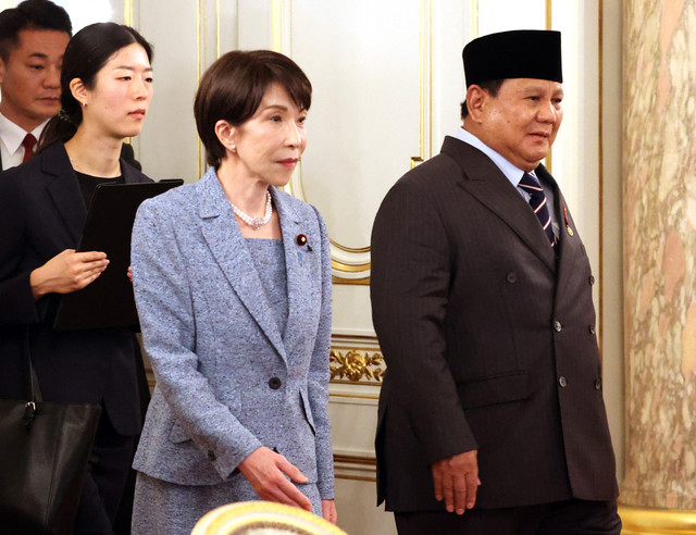 Presiden Prabowo Subianto bertemu dengan Perdana Menteri Jepang Sanae Takaichi di Akasaka Guest House, Tokyo (31/3/2026). Foto: Yoshikazu TSUNO/AFP