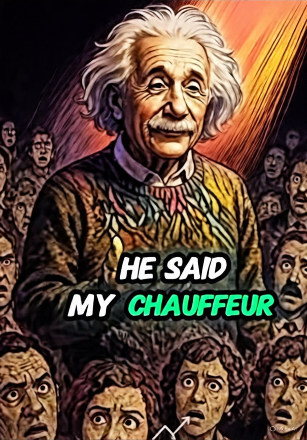 Jawaban Albert Einstein saat mendapat pertanyaan para insan pers tentang siapakah orang paling cerdas di dunia ini. Foto: Meta AI