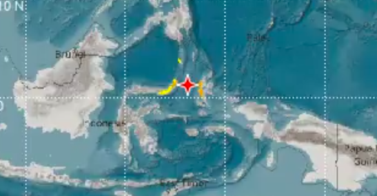 Lokasi gempa 7,6 di Laut Maluku. Foto: Dok. BMKG