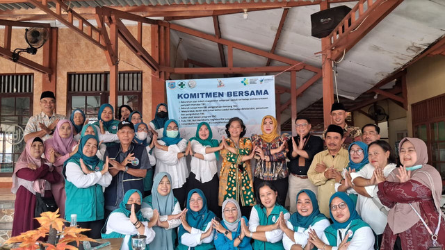 Kegiatan Komitmen Bersama Bebas TBC di kawasan Kota Tangerang Selatan, Kamis, 12 Februari 2026. (Foto: Naurah Nur).