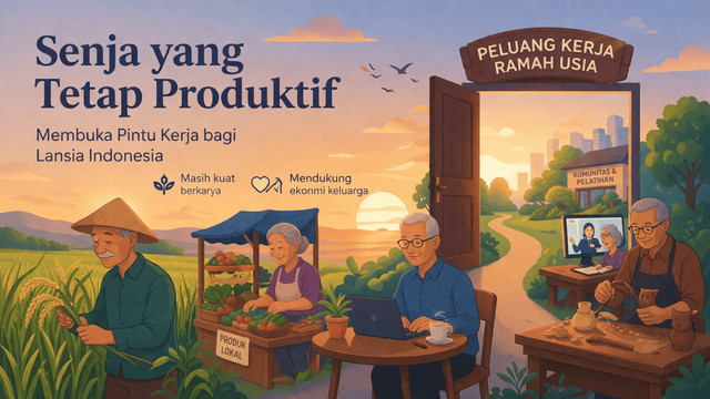 Deskripsi foto: Lansia tetap bekerja di usia senja—potret keteguhan hidup saat kebutuhan tak pernah pensiun. Gambar ini dihasilkan dari Gemini AI.