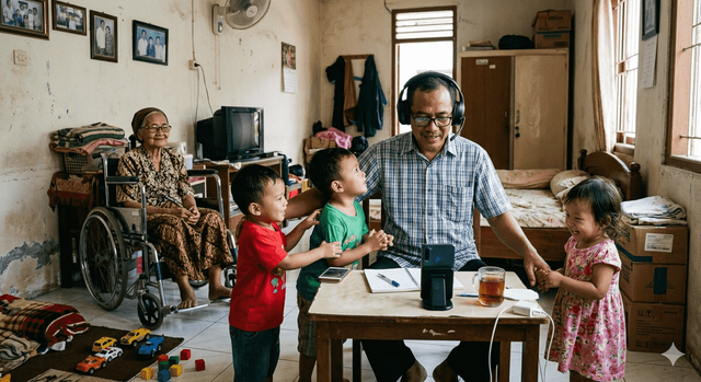 Ilustrasi seorang ASN sedang Work from Home (WfH). (Sumber Gemini Google)