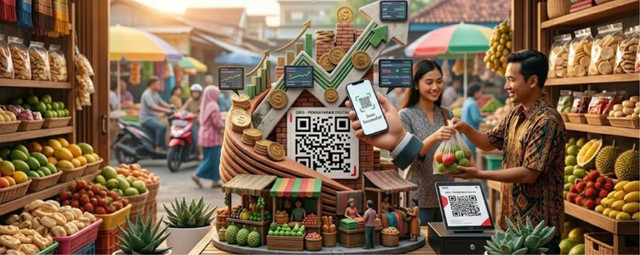 Ilustrasi UMKM menggunakan QRIS. Sumber: Generated by Gemini AI