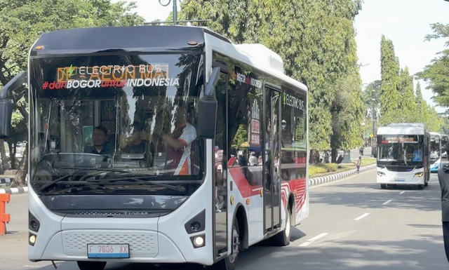 Uji coba bus listrik yang dilakukan Pemerintah Kabupaten Bogor, Minggu (5/4/2026). Foto: Instagram @kabupaten.bogor