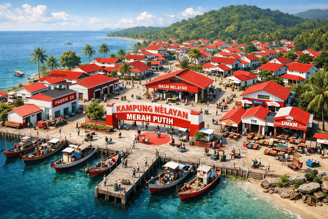 Ilustrasi Kampung Nelayan Merah Putih/KNMP. Foto: Dokumentasi pribadi