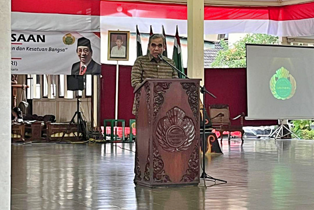 Ketua MPR, Ahmad Muzani menghadiri acara Ceramah Kebangsaan di Perguruan Tamansiswa, Mergangsan, Yogyakarta, Senin (6/4/2026). Foto: Nasywa Athifah/kumparan