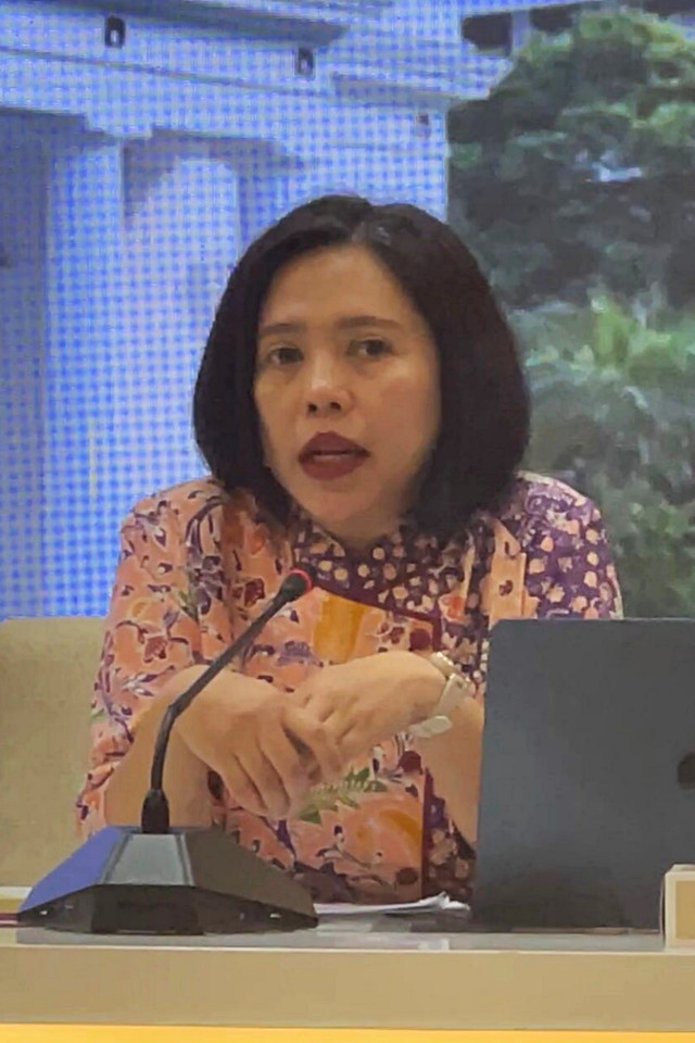 Plt. Direktur Keamanan dan Perdamaian Internasional Kementerian Luar Negeri RI, Veronica Vicka Ancilla Rompis dalam press briefing di Kemlu RI, Jakarta, Rabu (8/4/2026). Foto: Firda Brillianti/kumparan