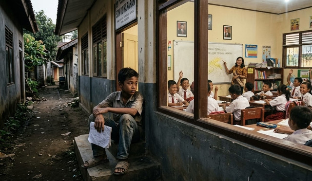 Ilustrasi putus sekolah. Foto: Generated by AI