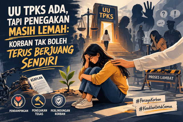 Ilustrasi penegakan hukum dan perjuangan korban. Sumber: Gemini AI 