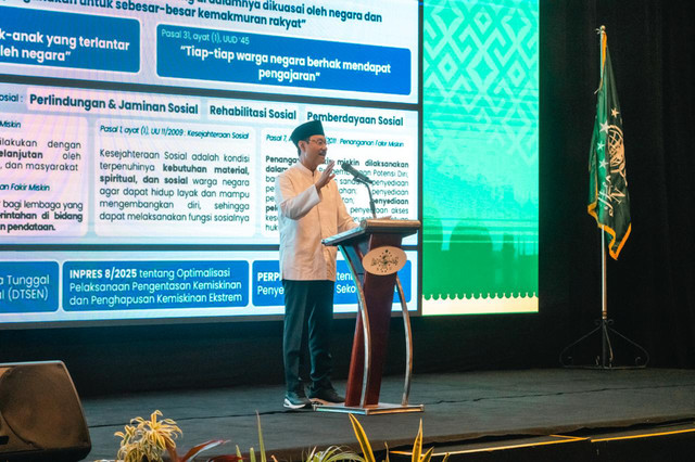 Mensos Saifullah Yusuf (Gus Ipul) saat hadiri Halal Bihalal dan Launching Program NU Peduli Pendidikan PWNU Jawa Tengah di Semarang, Kamis (9/4/2026). Foto: Kemensos RI