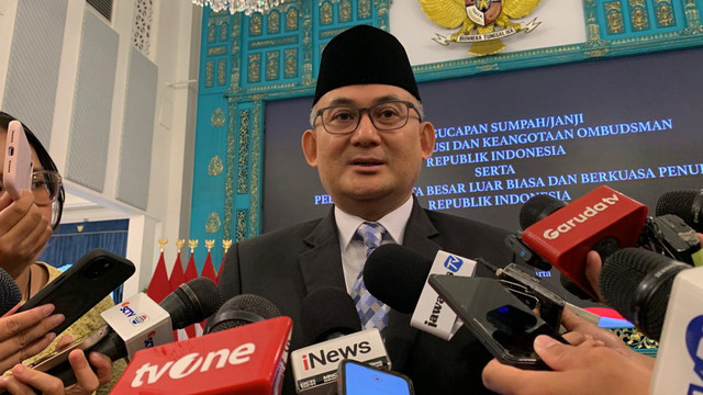 Duta Besar RI untuk Kesultanan Oman merangkap Yaman, Andi Rahadian di Istana Negara, Jakarta Pusat, Jumat (10/4/2026). Foto: Zamachsyari/kumparan