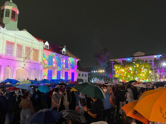 Situasi Acara Halal Bihalal Jakarta di Taman Fatahillah, Kota Tua, Jakarta (11/4/2026). Foto: Kevin Daniel/kumparan
