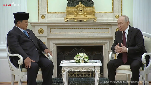 Presiden Prabowo Subianto bertemu Presiden Vladimir Putin di Istana Kremlin, Moskow, Rusia, Senin (13/4/2026). Foto: YouTube/ Sekretariat Presiden