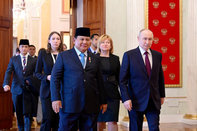 Presiden Prabowo Subianto bertemu Presiden Rusia Vladimir Putin di Kremlin, Moskow, Rusia, Senin (13/4/2026).
 Foto: Muchlis Jr/Biro Pers Sekretariat Presiden