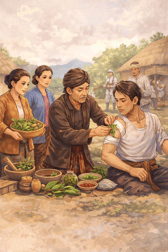 Gambar 1.1 Pengobatan tradisional tabib di masyarakat  Sumber: Generated AI