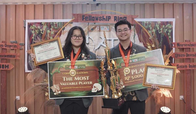 Dua mahasiswa Fakultas Kedokteran Universitas Pelita Harapan (FK UPH) angkatan 2023, Tiffney Tyara Setyoko dan Christian Charlie Chang berhasil meraih Juara Pertama, dengan Tiffney juga dinobatkan sebagai Most Valuable Player (MVP) dalam ajang An Adventure Towards The Human Body (AORTA) 2026 yang diselenggarakan oleh Fakultas Kedokteran Universitas Hasanuddin pada 6-8 Februari 2026.