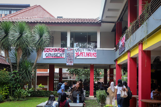 Kondisi setelah kasus kekerasan seksual (KS) di lingkungan Fakultas Hukum Universitas Indonesia, Depok, Jawa Barat, Selasa (14/4/2026). Foto: Iqbal Firdaus/kumparan