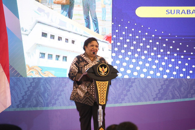 Wamendagri Ribka Haluk dalam acara Musrenbang RKPD Jatim Tahun 2027 di Surabaya, Jawa Timur, Selasa (14/4/2026). Foto: Kemendagri RI