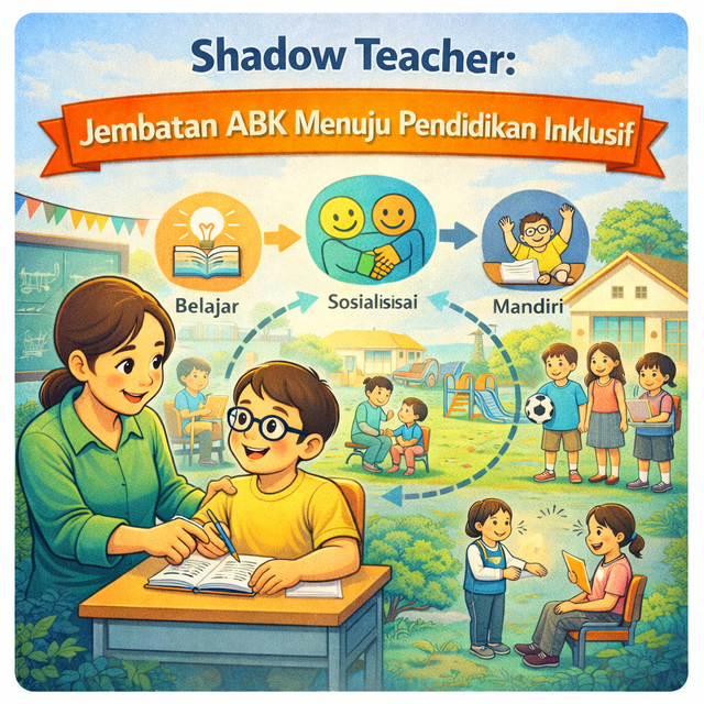 Ilustrasi Shadow Teacher: Jembatan ABK Menuju Pendidikan Inklusif (Sumber Gambar: ChatGPT AI)