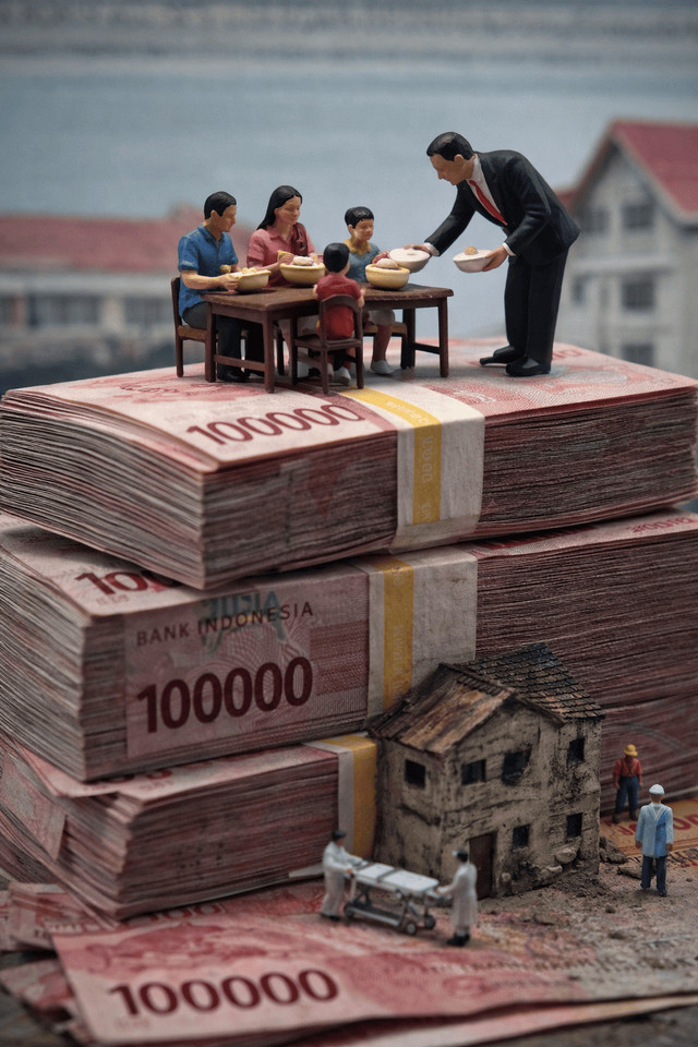 Ilustrasi kebijakan populis yang tampak membantu masyarakat, tetapi menyimpan beban anggaran besar dan potensi pengorbanan sektor lain seperti kesehatan dan infrastruktur. Foto: Generated by AI