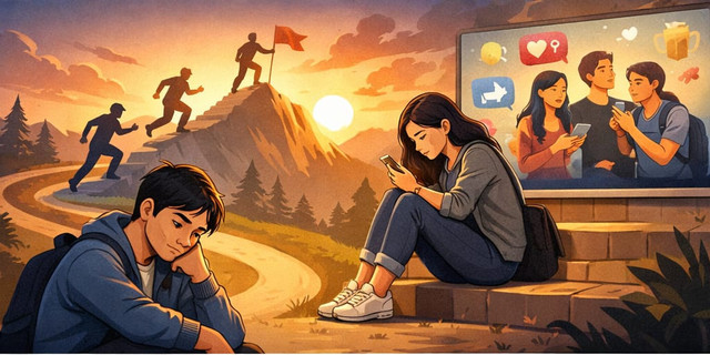 Perasaan tertinggal sering muncul karena perbandingan di media sosial. (Dokumen Pribadi, 2026)