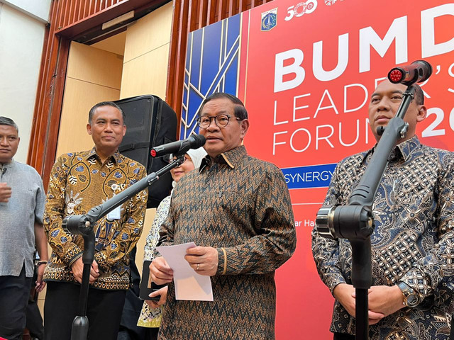 Gubernur DKI Jakarta Pramono Anung saat BUMD Leaders Forum di kawasan Ancol, Jakarta Utara, Jumat (17/4/2026). Foto: Nasywa Athifah/kumparan