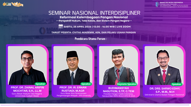 Foto Poster Seminar Nasional Interdisipliner Pangan Publik Indonesia 2026 (Sumber: Kreatif Organisasi/Kredit Foto)