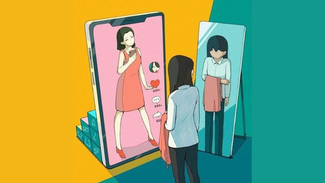 Ilustrasi validasi digital yang mengikis kepercayaan diri. (Dokumen Pribadi, 2026)