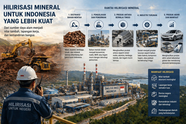 Iustrasi: Hilirisasi mineral. Dibuat dengan AI (Chat GPT). Dokumen Pribadi