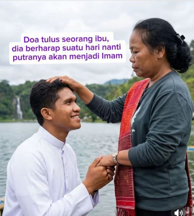 ilustrasi berasal dari Gemini Ai. Doa seorang ibu mengiringi panggilan suci putranya, hingga akhir hayatnya dalam pengabdian.