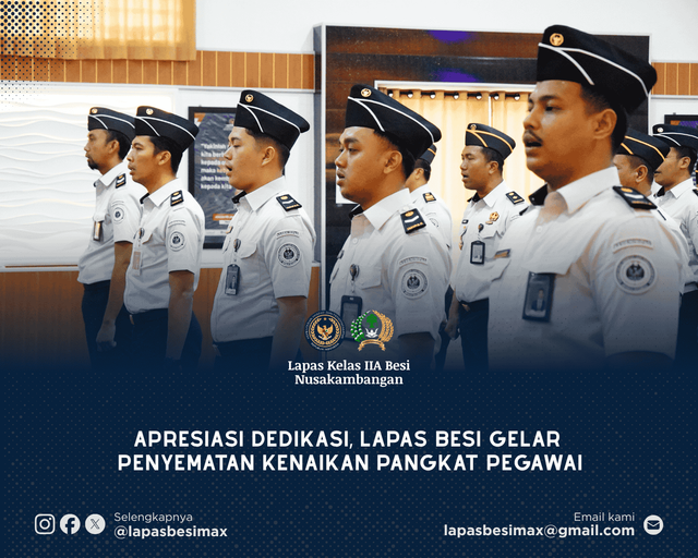 Apresiasi Dedikasi, Lapas Besi Gelar Penyematan Kenaikan Pangkat Pegawai
