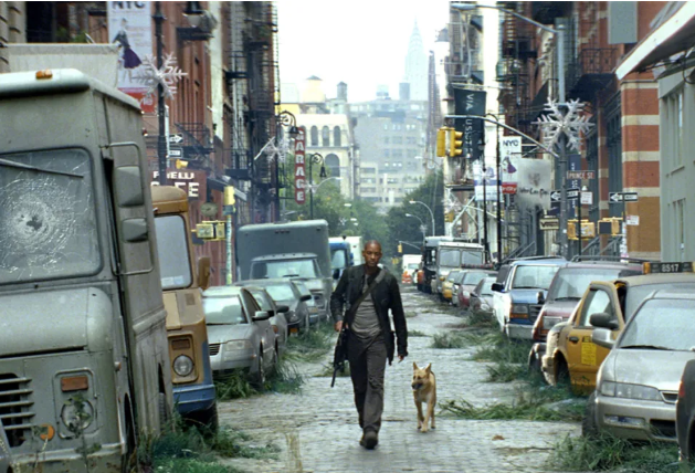 Suasana kota New York yang sunyi di film I Am Legend. Foto: Warner Bros.