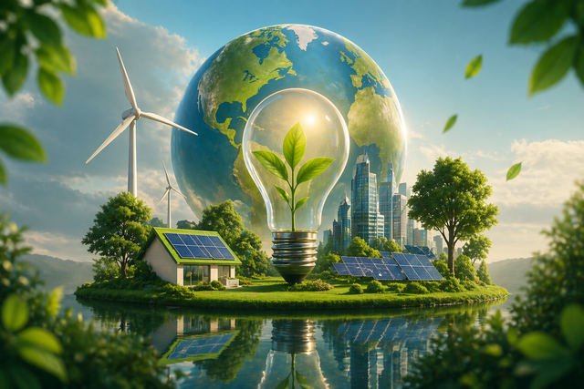 Ilustrasi efisiensi energi. Foto: Generated by AI