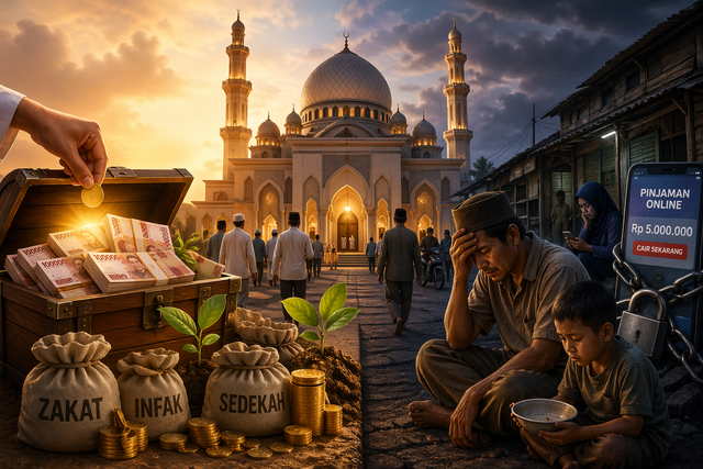 Ilustrasi zakat, infak, dan sedekah. Foto: Generated by AI