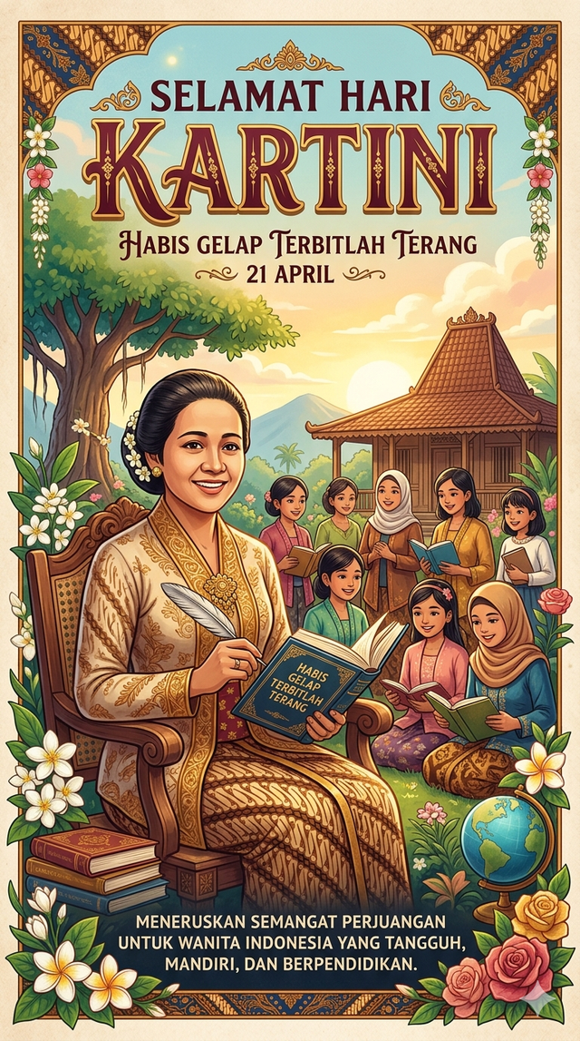 Gambar ilustrasi mengucapkan selamat hari Kartini (sumber : Generate AI)