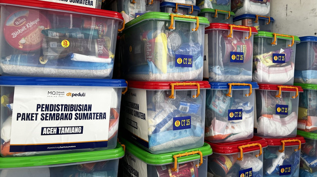 100 Paket Sembako siap disalurkan kepada warga Desa Bandar Mahligai oleh DT Peduli, Hasil kolaborasi bersama MQ Dakwah Digital (Sumber : DT Peduli)