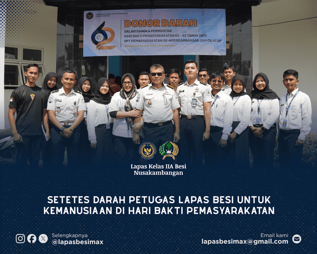Setetes Darah Petugas Lapas Besi untuk Kemanusiaan di Hari Bakti Pemasyarakatan