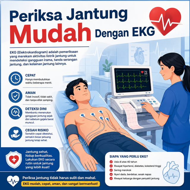 Ilustrasi Periksa Jantung Mudah Dengan EKG (Sumber Gambar: ChatGPT AI)