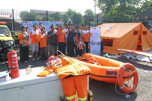 BPBD Kudus, Jawa Tengah menggelar kegiatan Peringatan Hari Kesiapsiagaan Bencana 2026 di Alun-alun Simpang Tujuh Kudus pada Minggu (26/4/2026). Foto: Vega Ma'arrijil Ula/kumparan