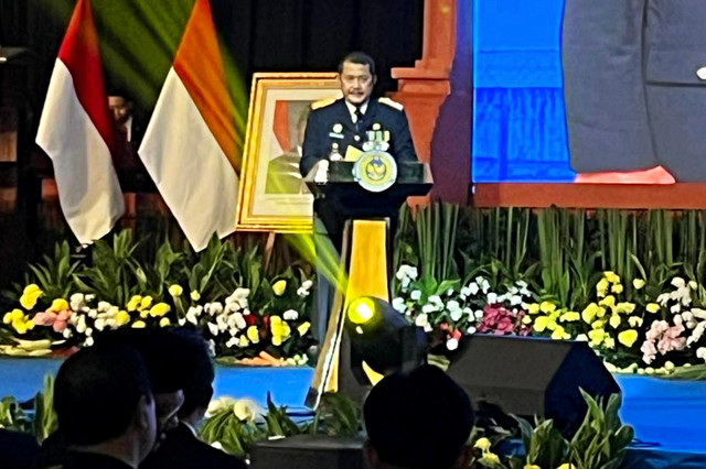 Direktur Jenderal Pemasyarakatan (Dirjenpas) Kementerian Imigrasi dan Pemasyarakatan, Mashudi, dalam acara Tasyakuran Hari Bakti Pemasyarakatan ke-62 di Politeknik Imigrasi, Tanah Tinggi, Tangerang, Senin (27/4/2026). Foto: Nasywa Athifah/kumparan